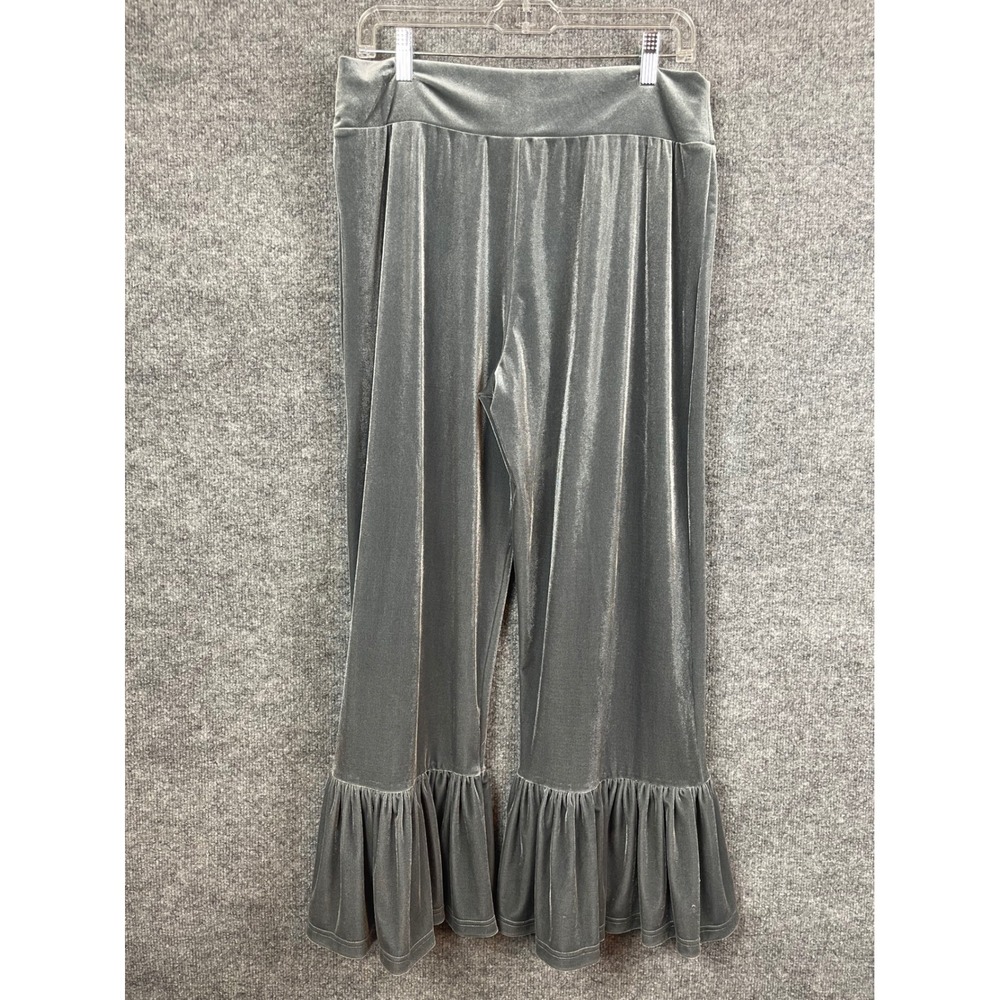 Matilda Jane Velvet Ruffle Pants Womens Small Grey Excellent Wide Leg Lounge - Picture 5 of 10